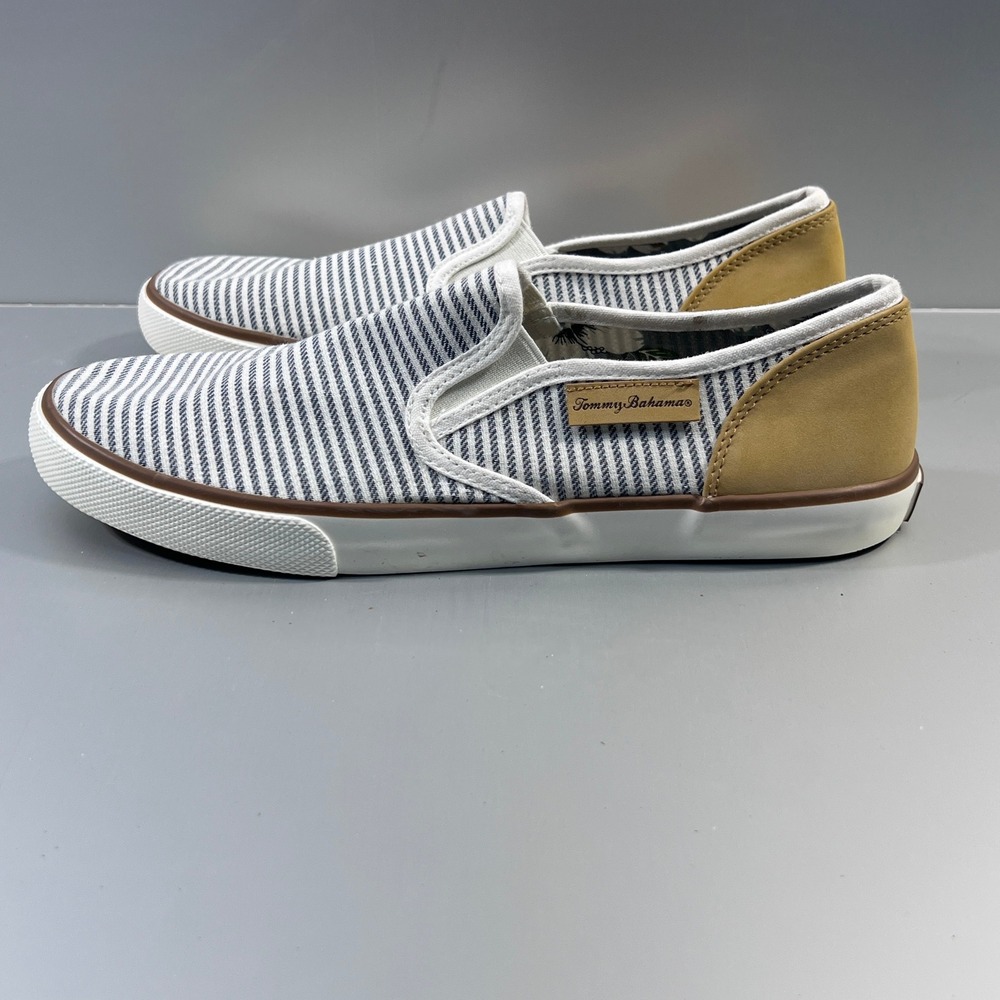 Tommy Bahama Womens Blue White Striped Slip On Sneakers Size 9.5 preppy resort
